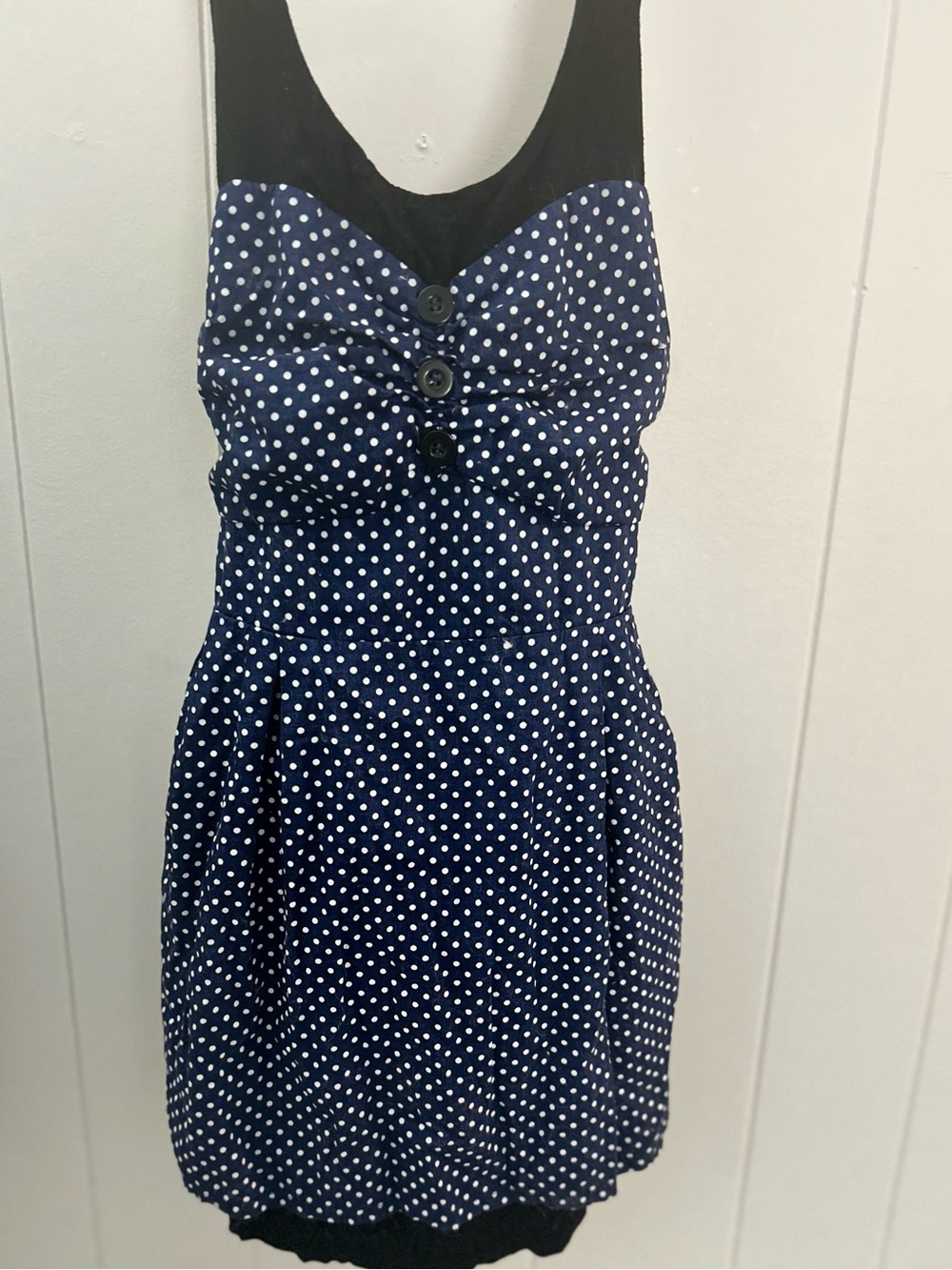 Tenki London Navy Blue Polka Dot Convertible Strap Dress Size S/M